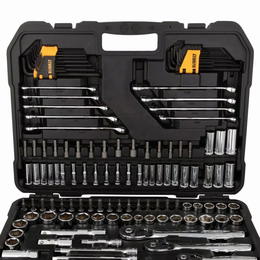 Hand Tool Sets * | Dewalt 1/4 In., 3/8 In., And 1/2 In. Drive Polished Chrome Mechanics Tool Set (200-Piece)