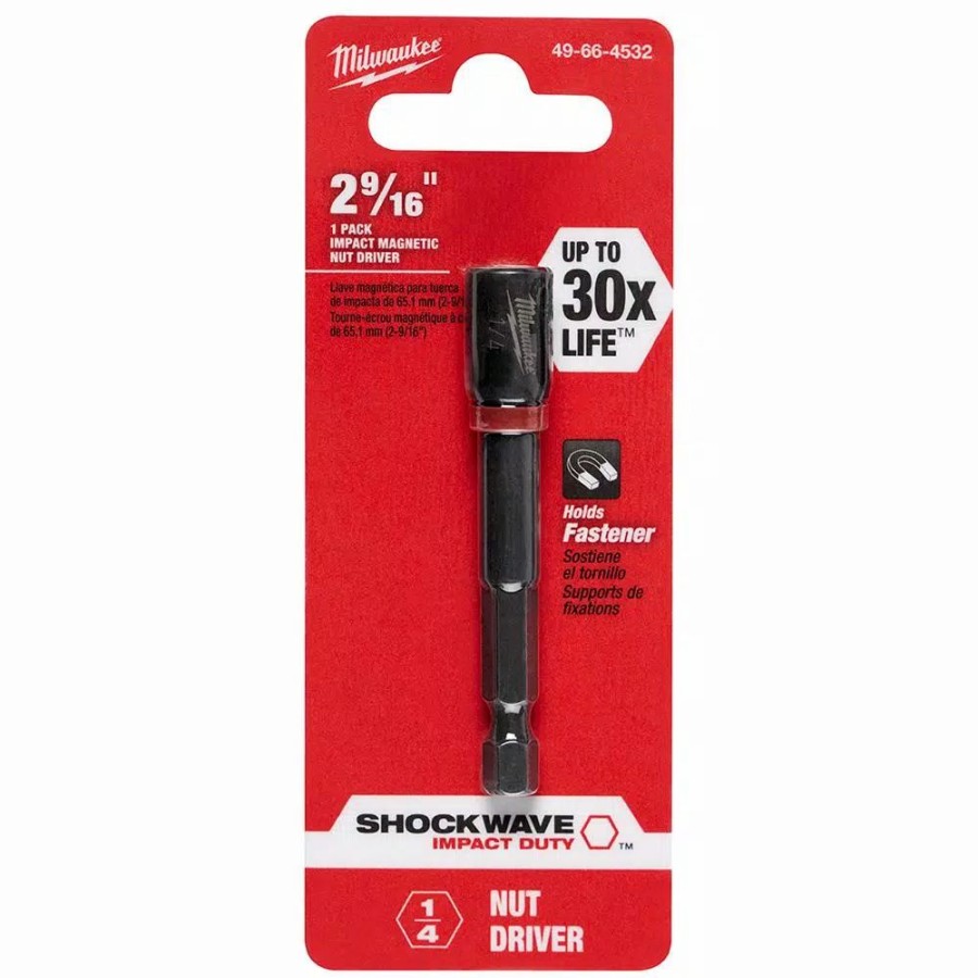 Drill Bits * | Milwaukee Shockwave 1/4 In. X 2-9/16 In. Magnetic Nut Driver