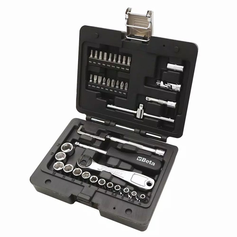 Hand Tool Sets * | Beta 1/4 In. Drive Metric Socket Set With Ratchet (42-Piece)