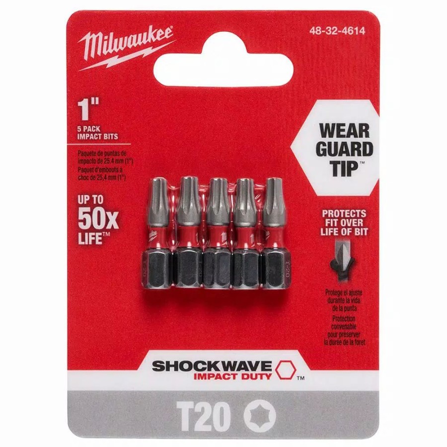 Drill Bits * | Milwaukee Shockwave Torx #20 1 In. Impact Duty Steel Screwdriver Bit (5-Pack)