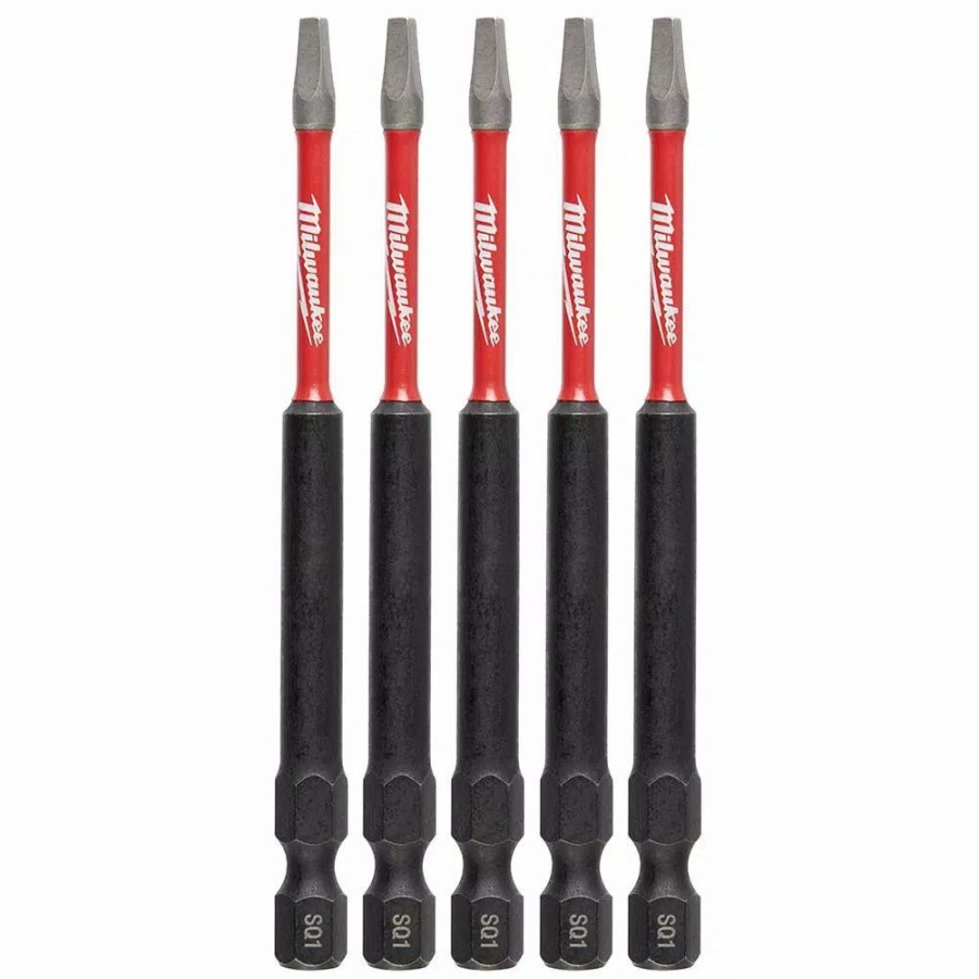 Drill Bits * | Milwaukee Shockwave Square #1 3.5 In. Impact Duty Steel Screwdriver Bit (5-Pack)