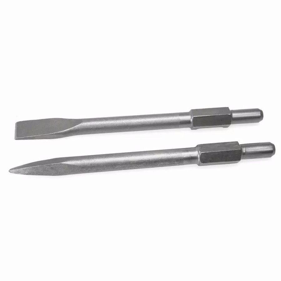 Drill Bits * | Stark 16 In. Flat And Point Bit Chisel And 1-1/8 In. Steel Hex Shank For Electric Demolition Jack Hammer (2-Piece)