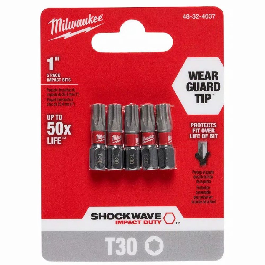 Drill Bits * | Milwaukee Shockwave Torx #30 1 In. Impact Duty Steel Screwdriver Bit (5-Pack)