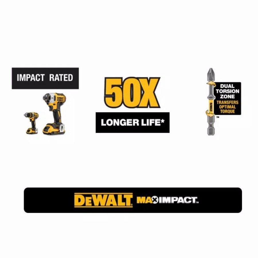 Drill Bits * | Dewalt Max Impact 2-1/2 In. Square 2 Bit (2-Pieces)