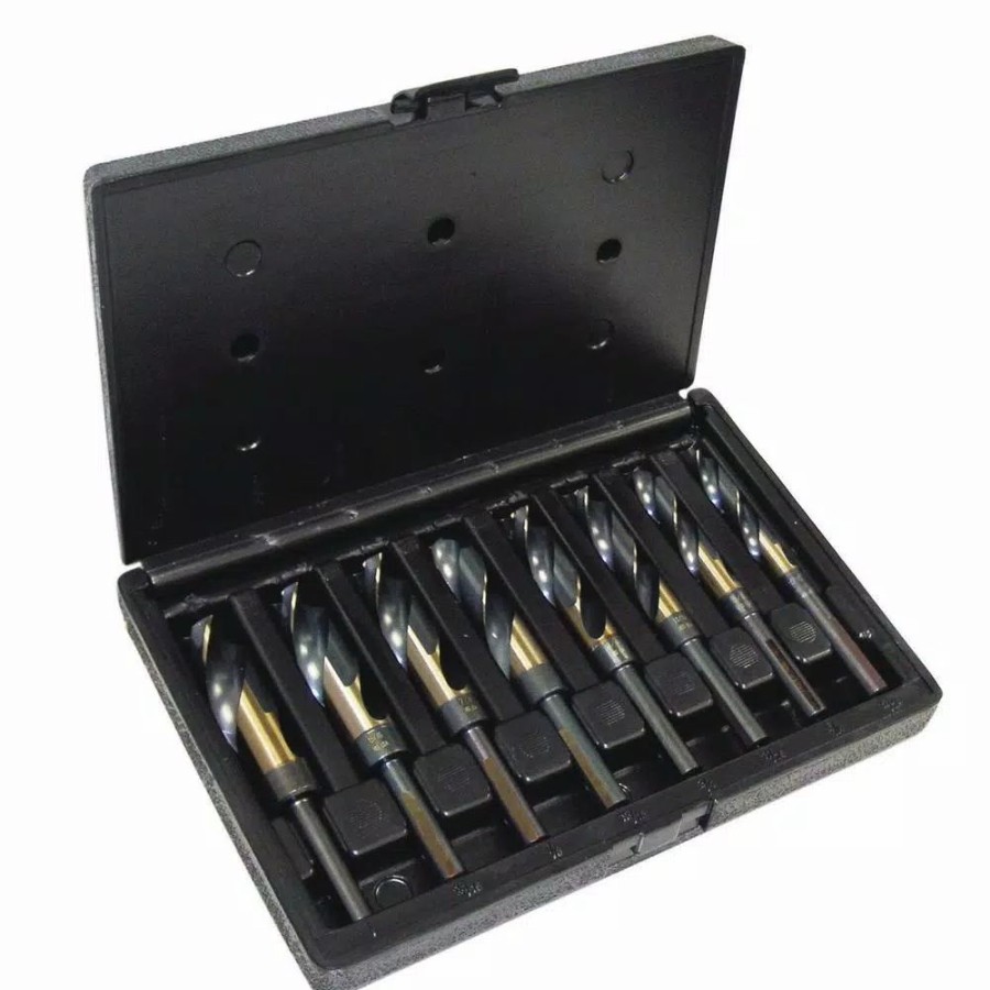 Drill Bits * | Cle-Line 1877 High Speed Steel 1/2 In. Reduced Shank With Flat Black And Gold 9/16 In. 1 In. X 16 Bit Set (8-Piece)