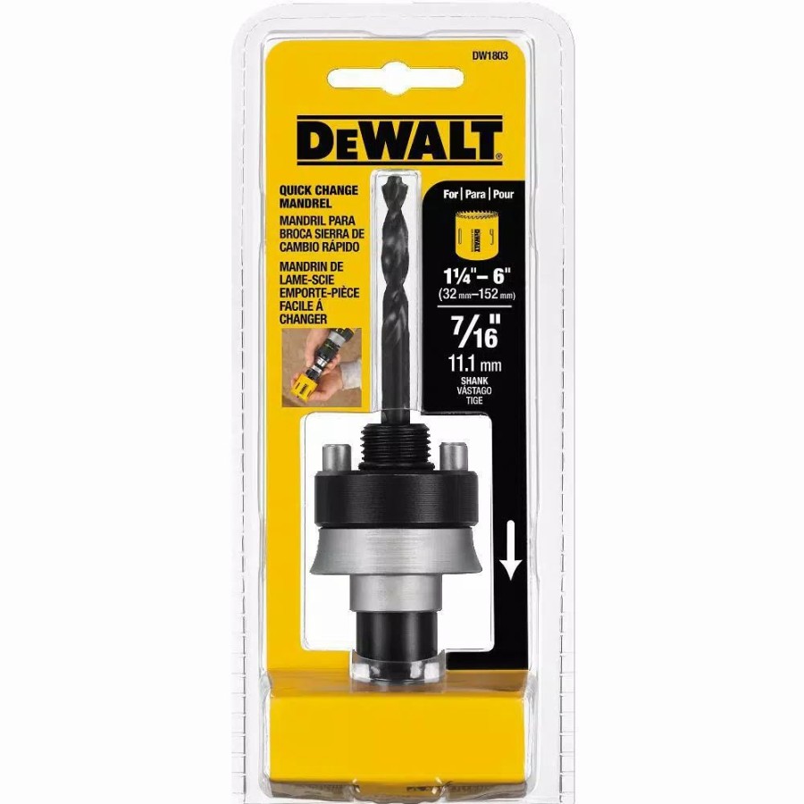 Drill Bits * | Dewalt 7/16 In. Shank Quick Change Mandrel Fits Hole Saws 1-1/4 In. 6 In.