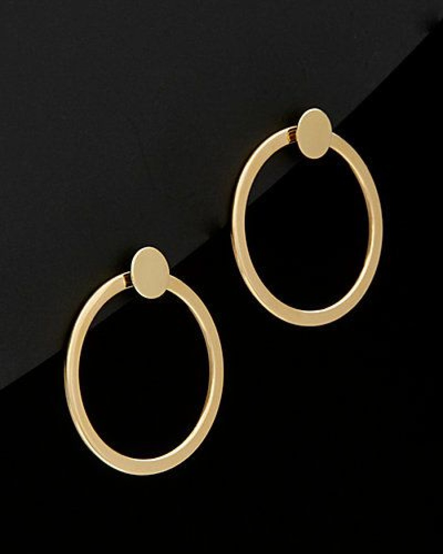 Women * | 14K Italian Gold Circle 3-In-1 Front-Back Earrings Women