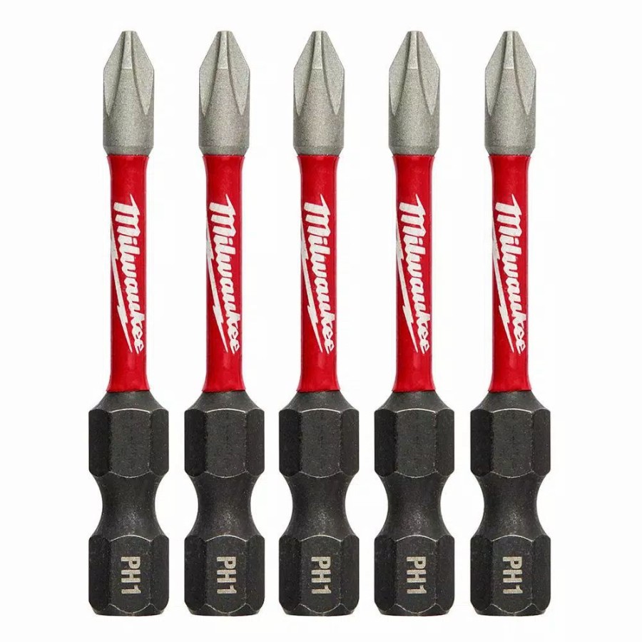 Drill Bits * | Milwaukee Shockwave Philips #1 2 In. Impact Duty Steel Screwdriver Bit (5-Pack)