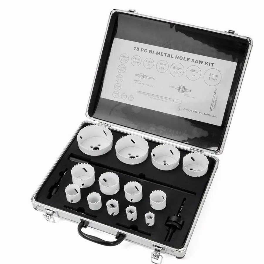 Drill Bits * | Xtremepowerus 18Pc Bi-Metal Hole Saw Kit Bi Metal 3/4 In. To 3-1/4 In. Hole Size Drilling Set W/Case