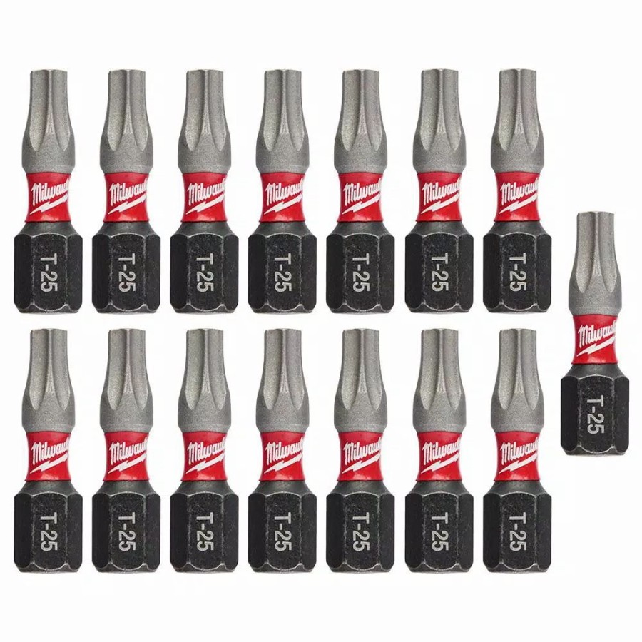 Drill Bits * | Milwaukee T25 1 In. Shockwave Impact Steel Duty Insert Bits (15-Pack)