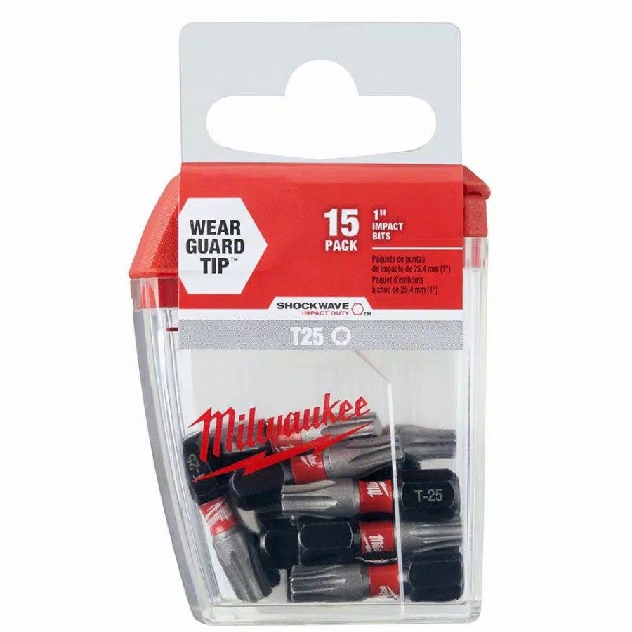 Drill Bits * | Milwaukee T25 1 In. Shockwave Impact Steel Duty Insert Bits (15-Pack)