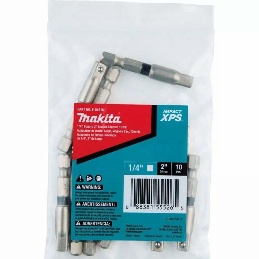 Drill Bits * | Makita Impact Xps 1/4 In. Square 2 In. Socket Adapter Bulk (10-Pack)