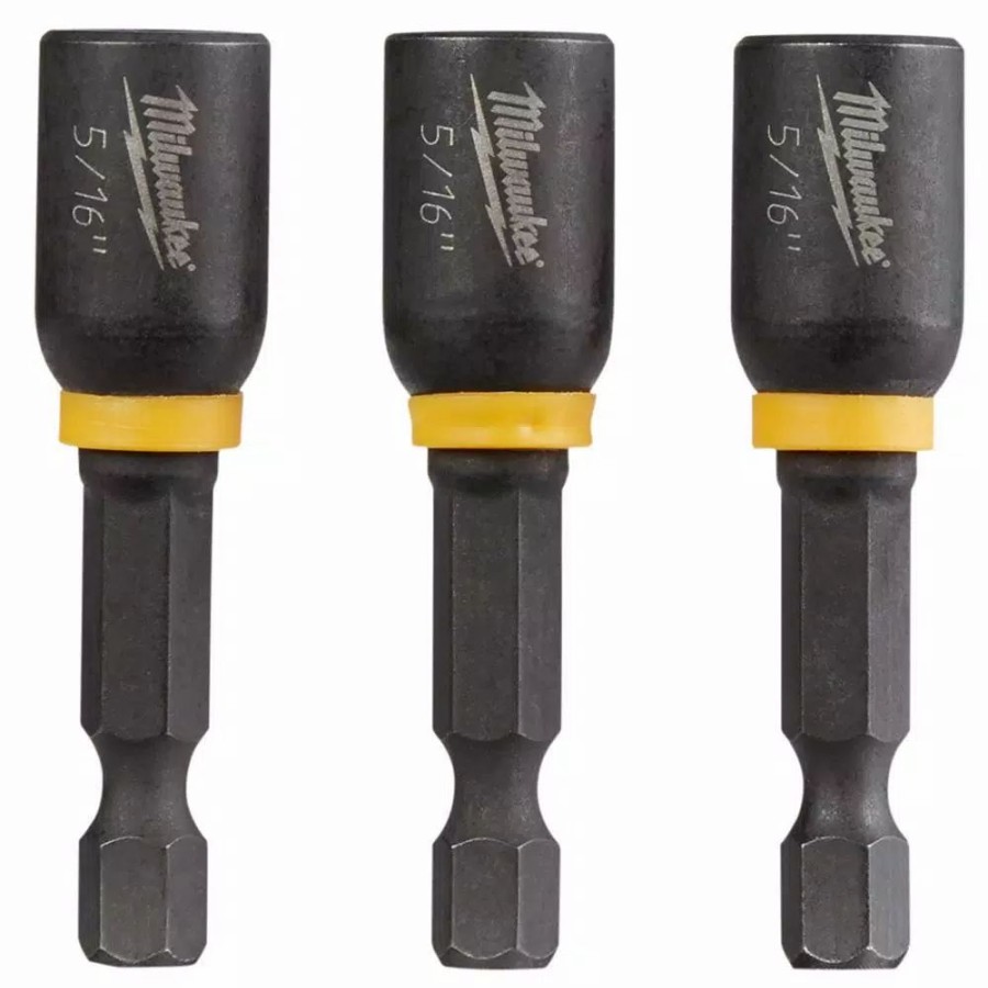 Drill Bits * | Milwaukee Shockwave 5/16 In. X 1-7/8 In. Black Oxide Impact Duty Magnetic Nut Drivers (3-Pack)