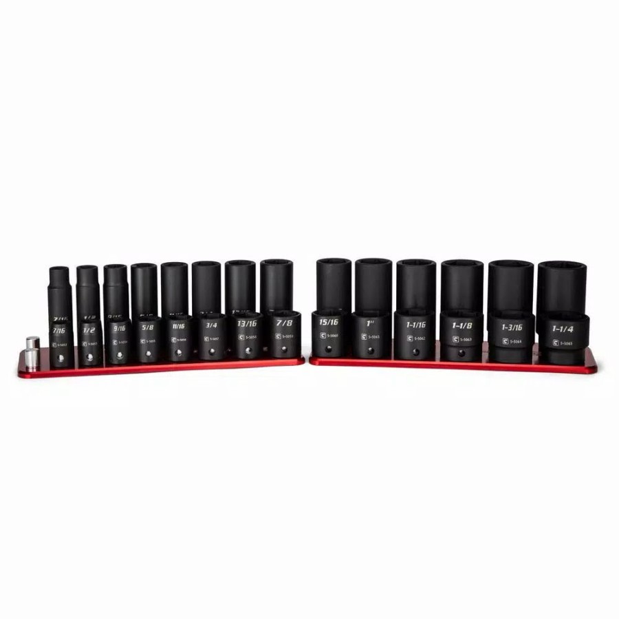 Hand Tool Sets * | Capri Tools 1/2 In. Drive Sae Shallow And Deep Impact Socket Set With Billet Aluminum Socket Rail (28-Piece)